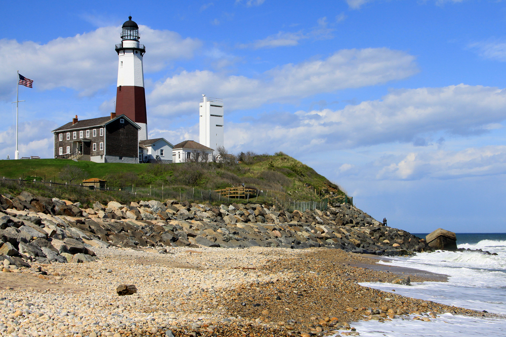 Montauk lighthouse on the Atlantic Ocean at the eastern tip of Long Island, New York